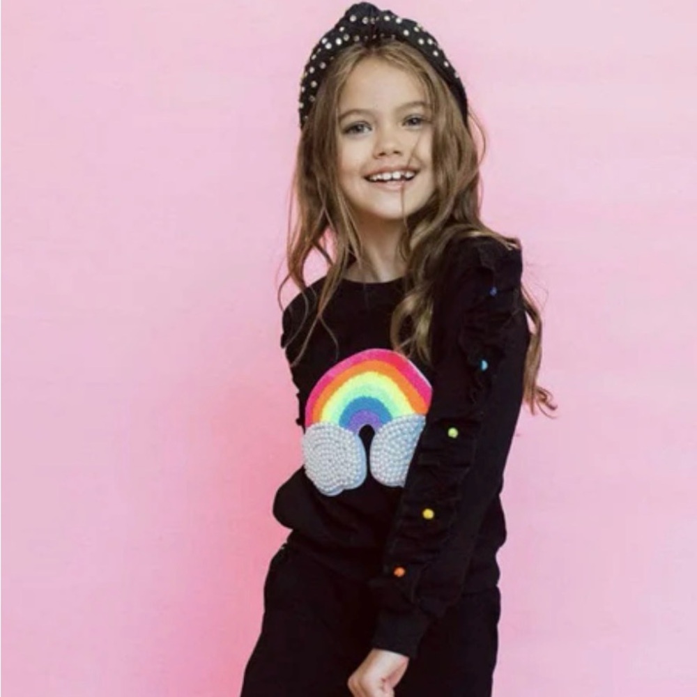 Lola + Boys Rainbow Black Kids Shirt